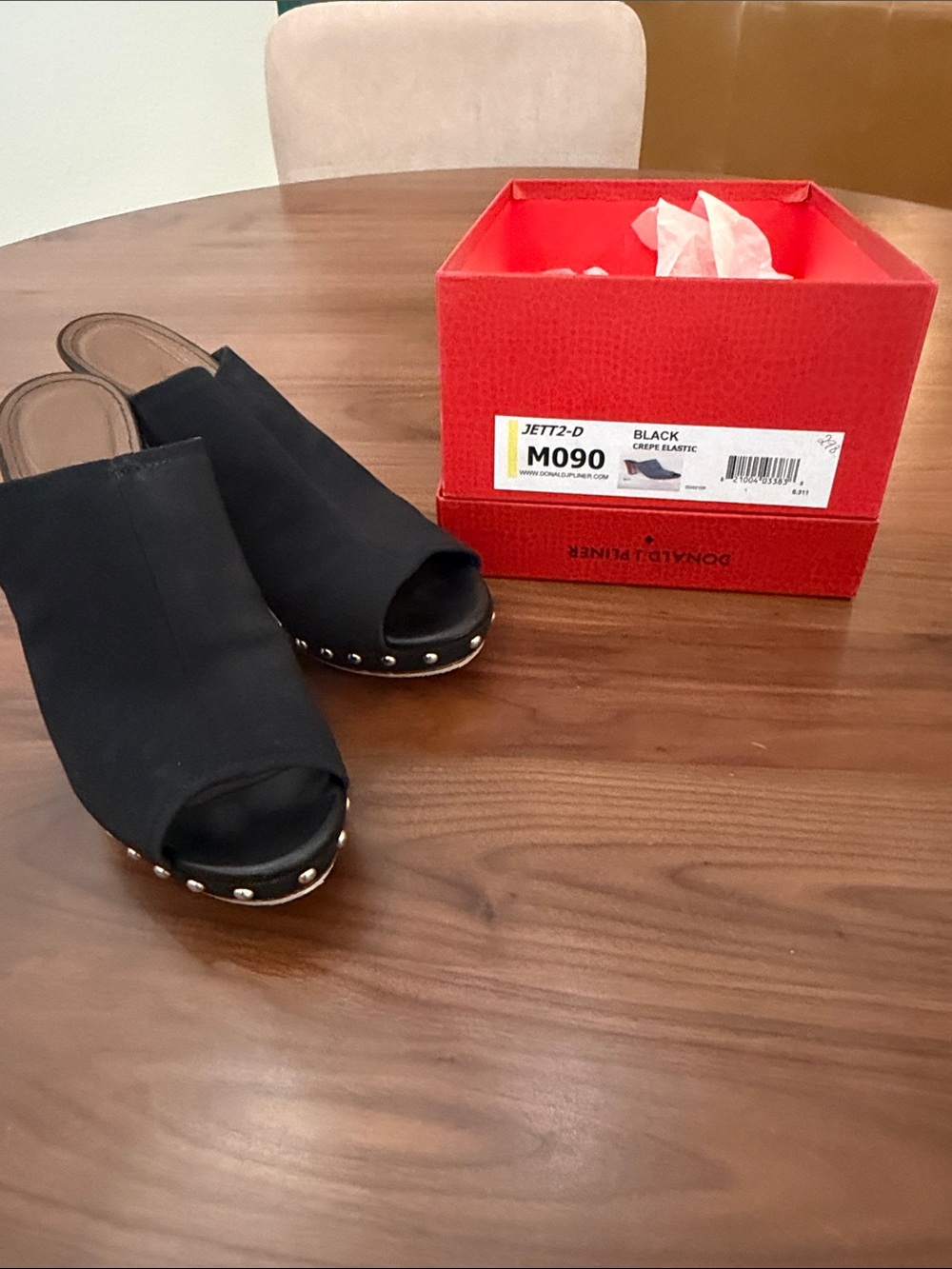Donald J. Pliner Black Open-Toe Studded Platform Mule